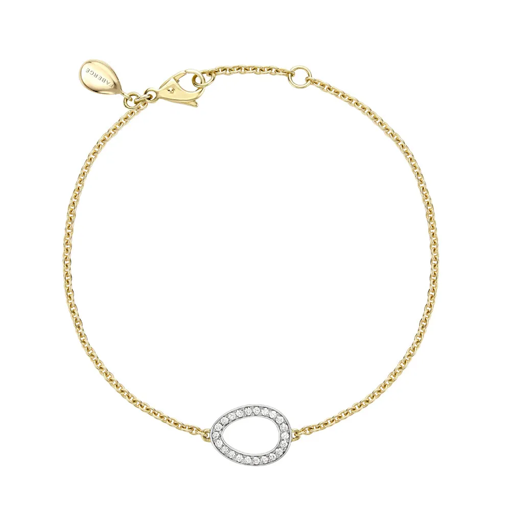 Fabergé Colours of Love Yellow and White Gold Diamond Set Sasha Bracelet on Yellow Gold Chain