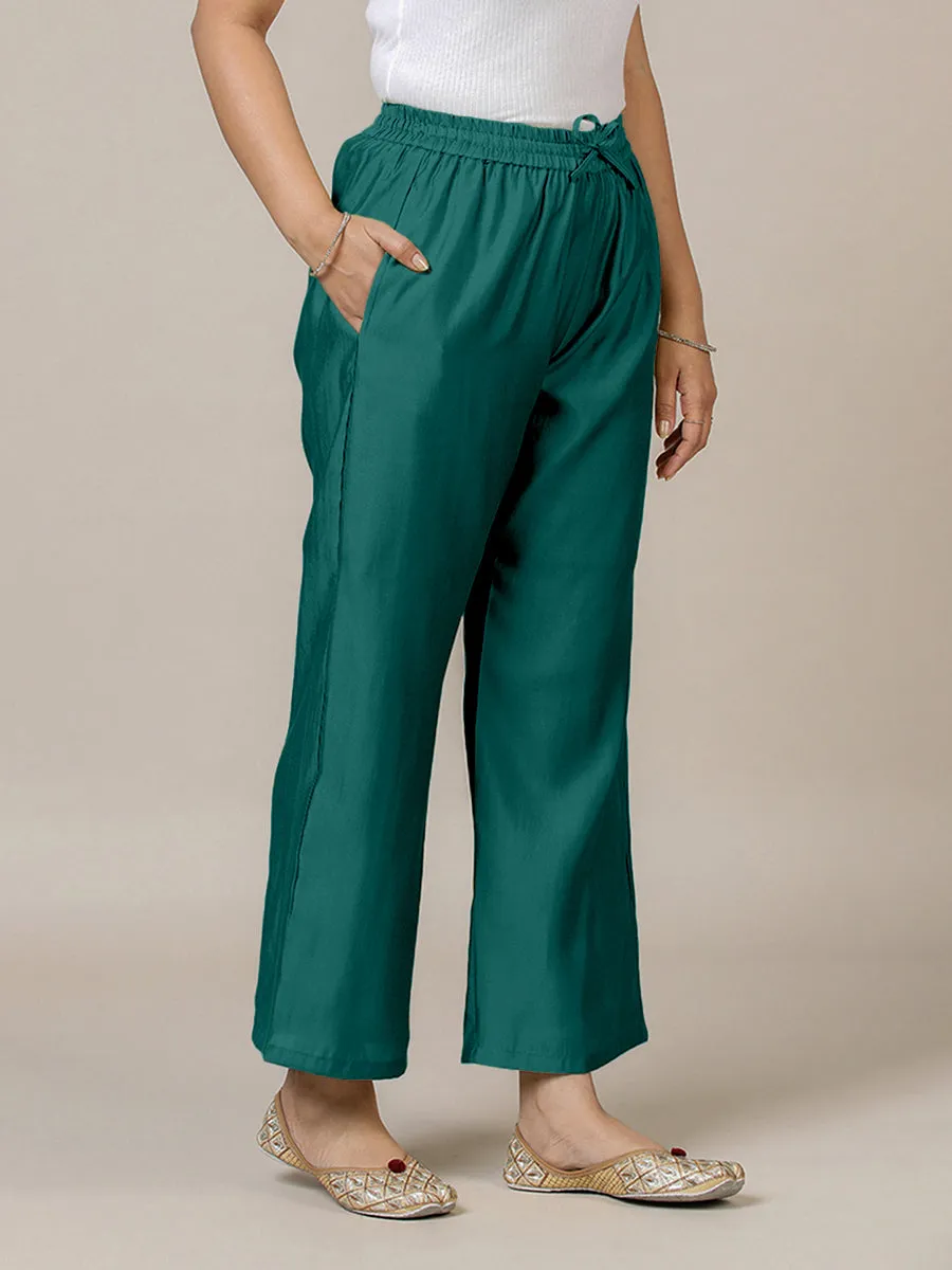 Fiza x Rozaana | Straight Pant in Peacock Green