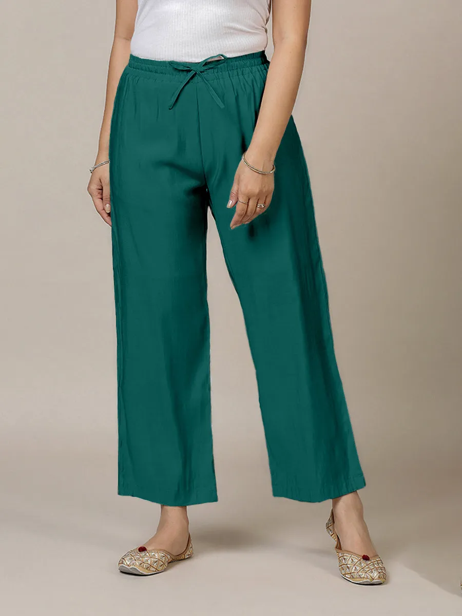 Fiza x Rozaana | Straight Pant in Peacock Green