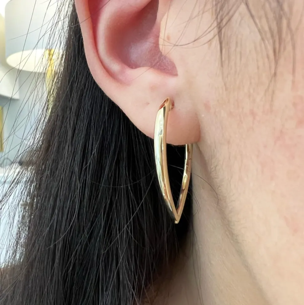 Geometric Droplet Pear Hoop Earrings