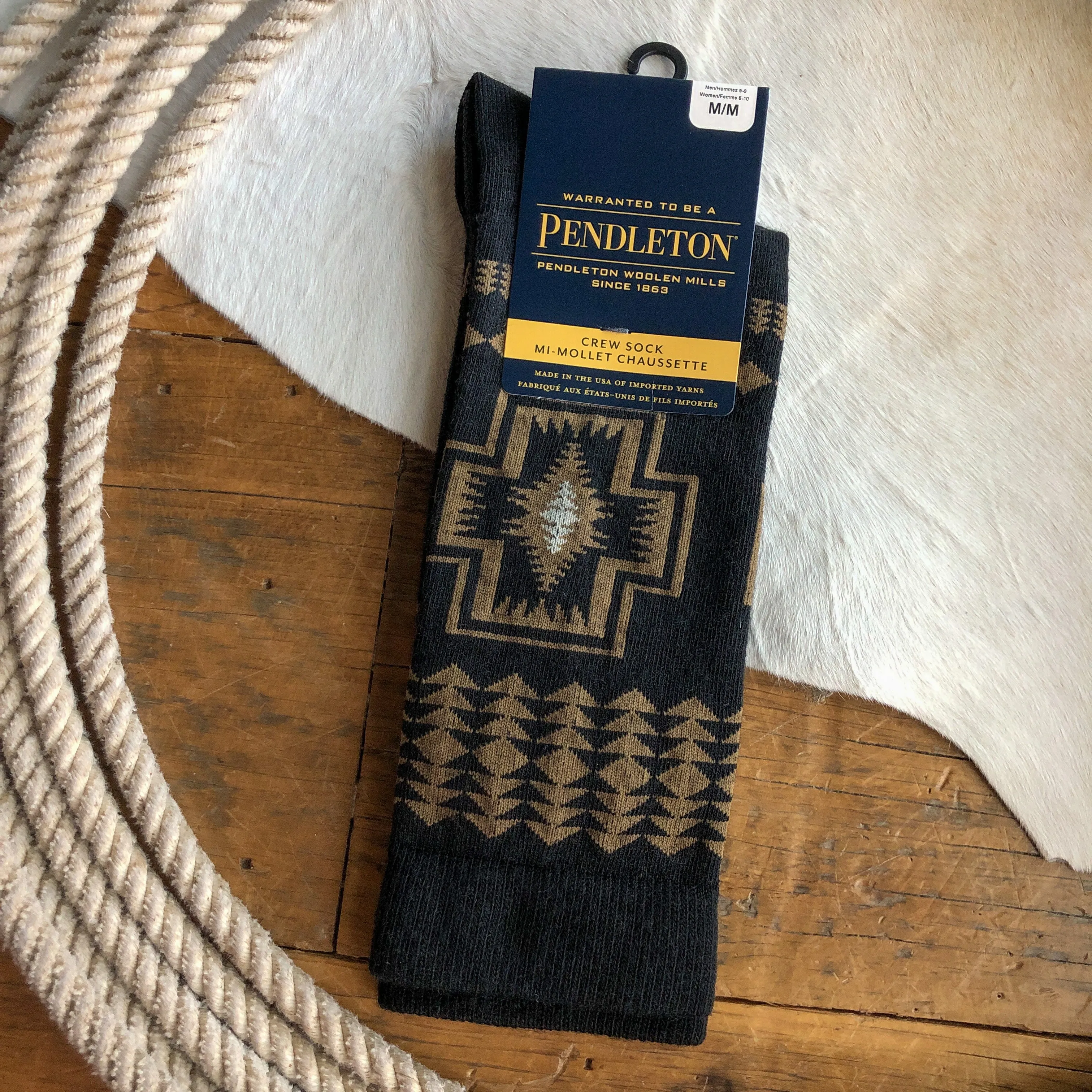 Harding Black Pendleton Crew Sock