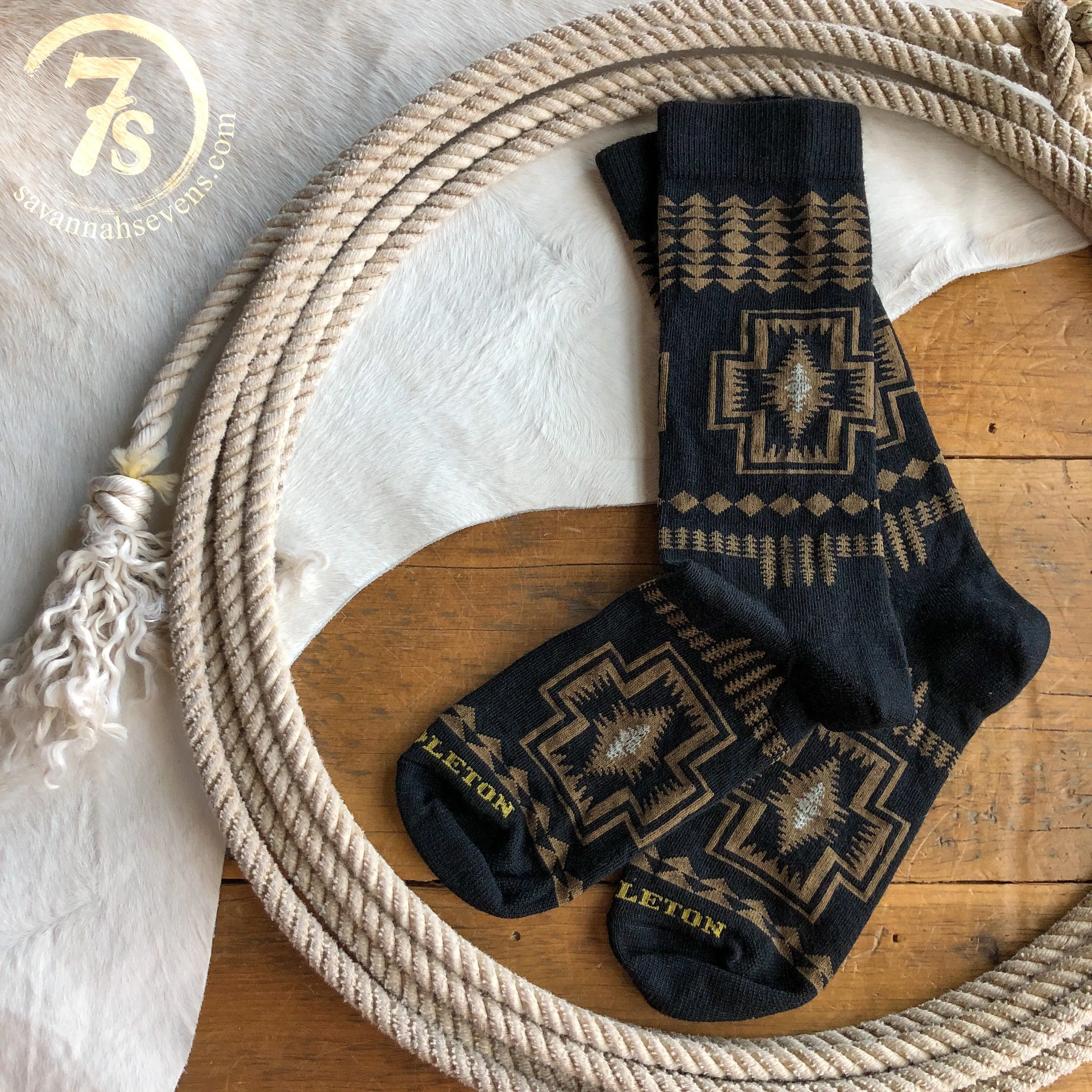 Harding Black Pendleton Crew Sock