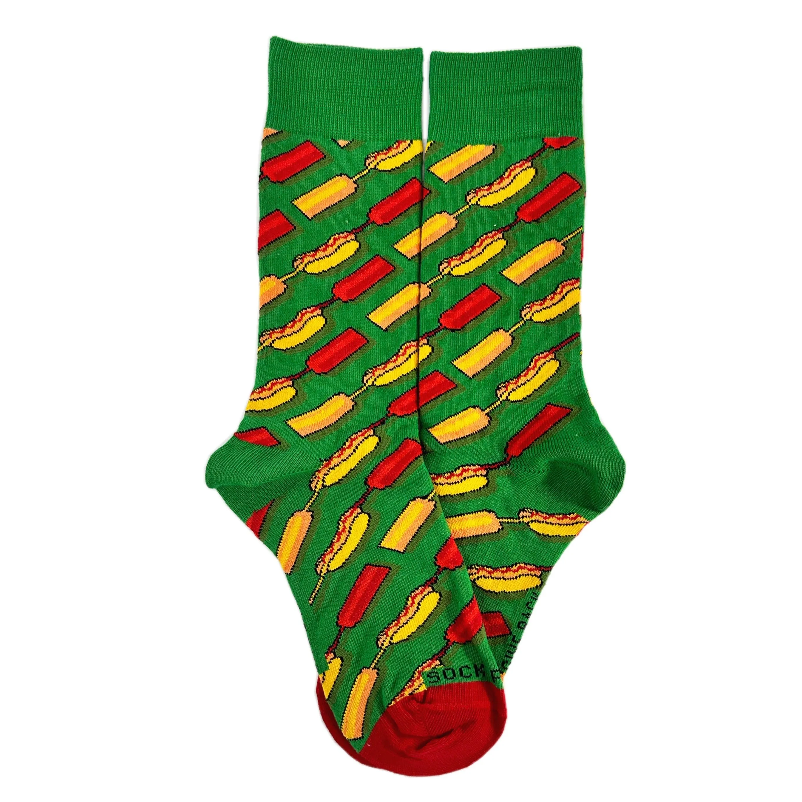 Hot Dog Picnic Socks from the Sock Panda (Adult Small -  Shoe Sizes 2-5)