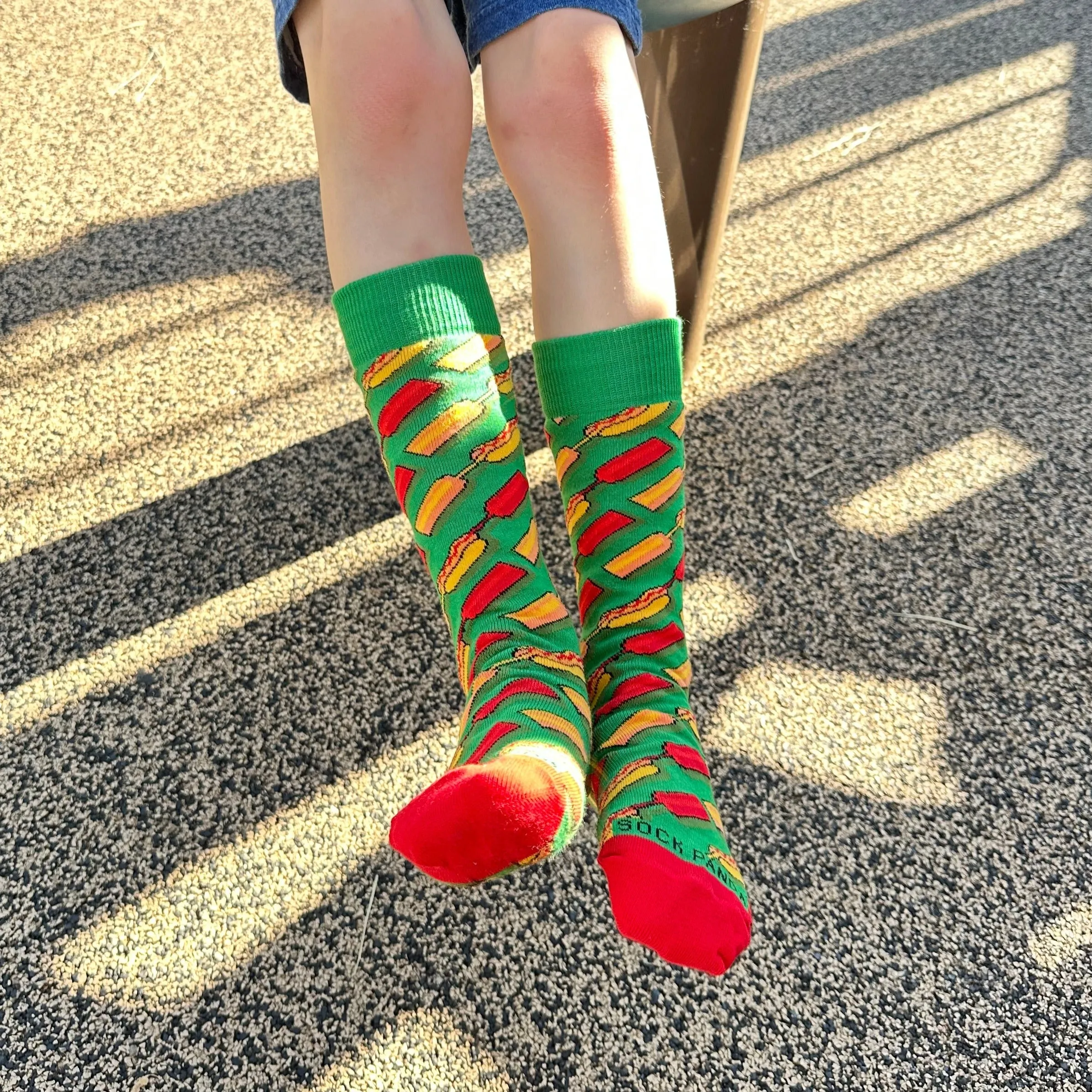 Hot Dog Picnic Socks from the Sock Panda (Adult Small -  Shoe Sizes 2-5)