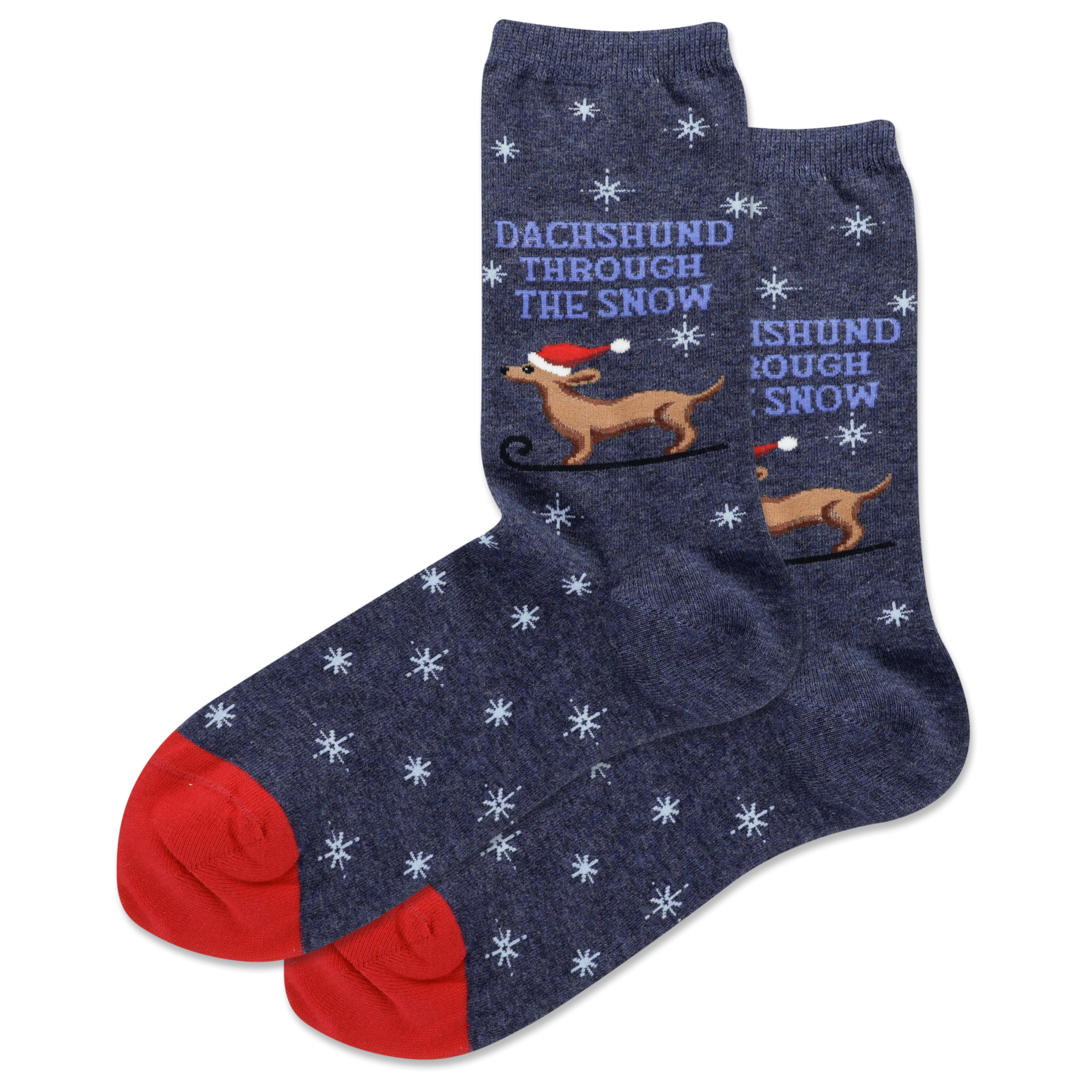 HOTSOX Women's Dachshund Through The Snow Crew Socks