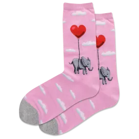 HOTSOX Women's Elephant Heart Balloon Crew Socks