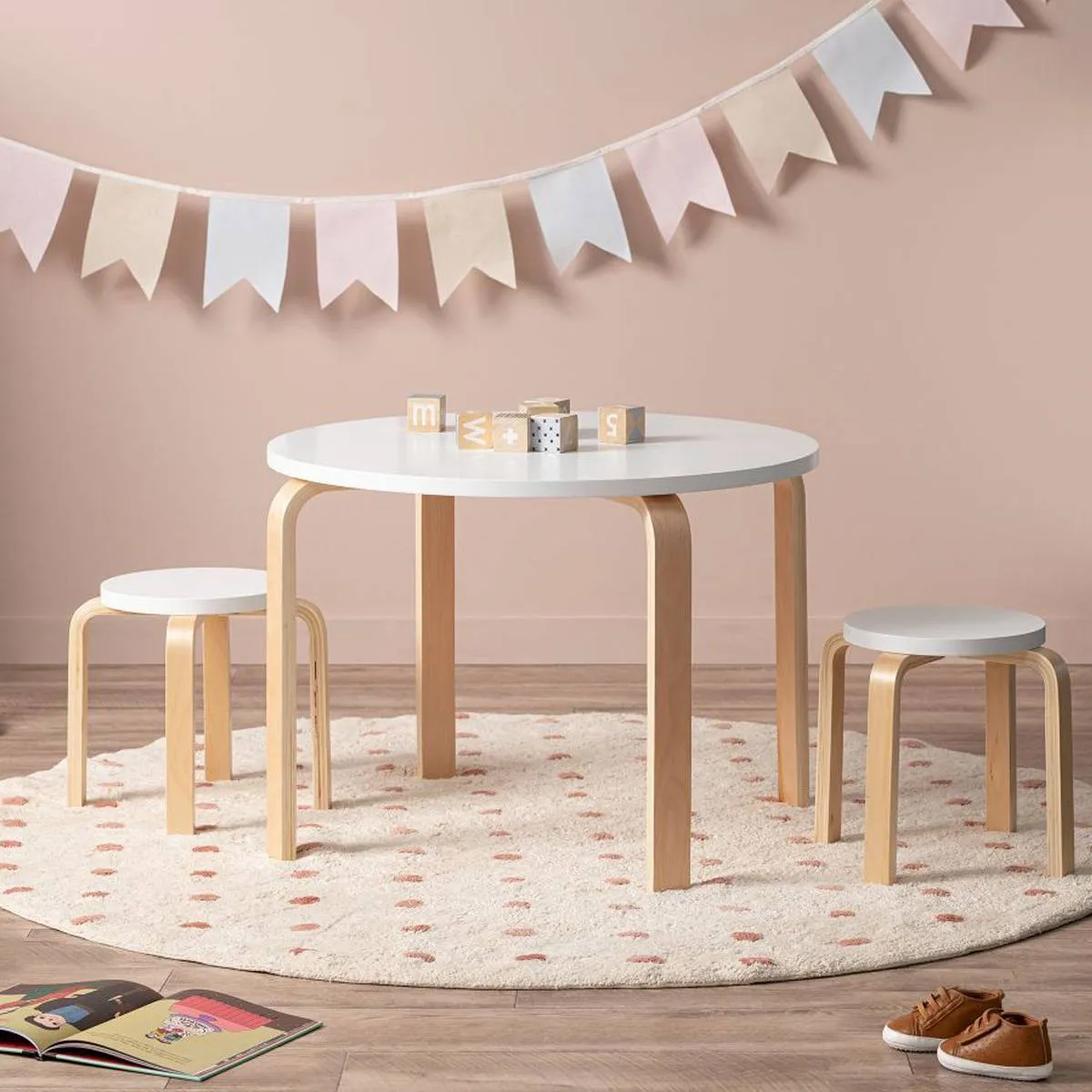 Hudson Kids Round Table - White/Natural