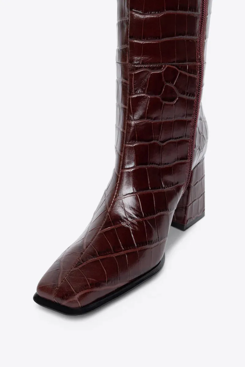 IB TGIF TALL LEATHER EMBOSSED BOOTS