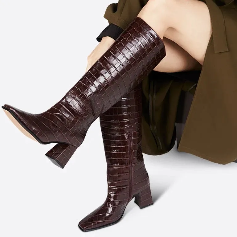 IB TGIF TALL LEATHER EMBOSSED BOOTS