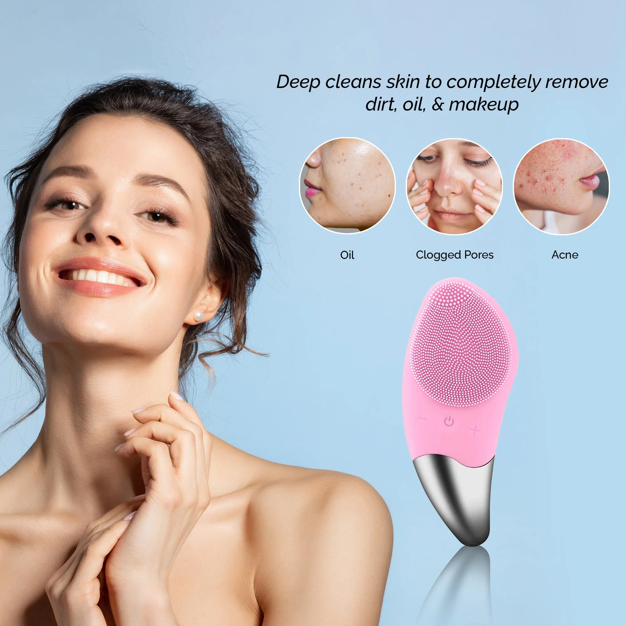 Innovative Ultrasonic Silicone FacialScrubber & Pore Cleaner