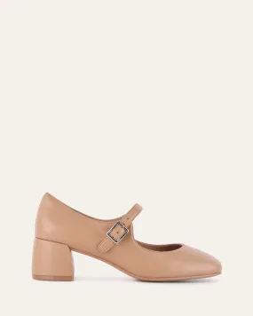 JANELLE LOW HEELS TAN LEATHER