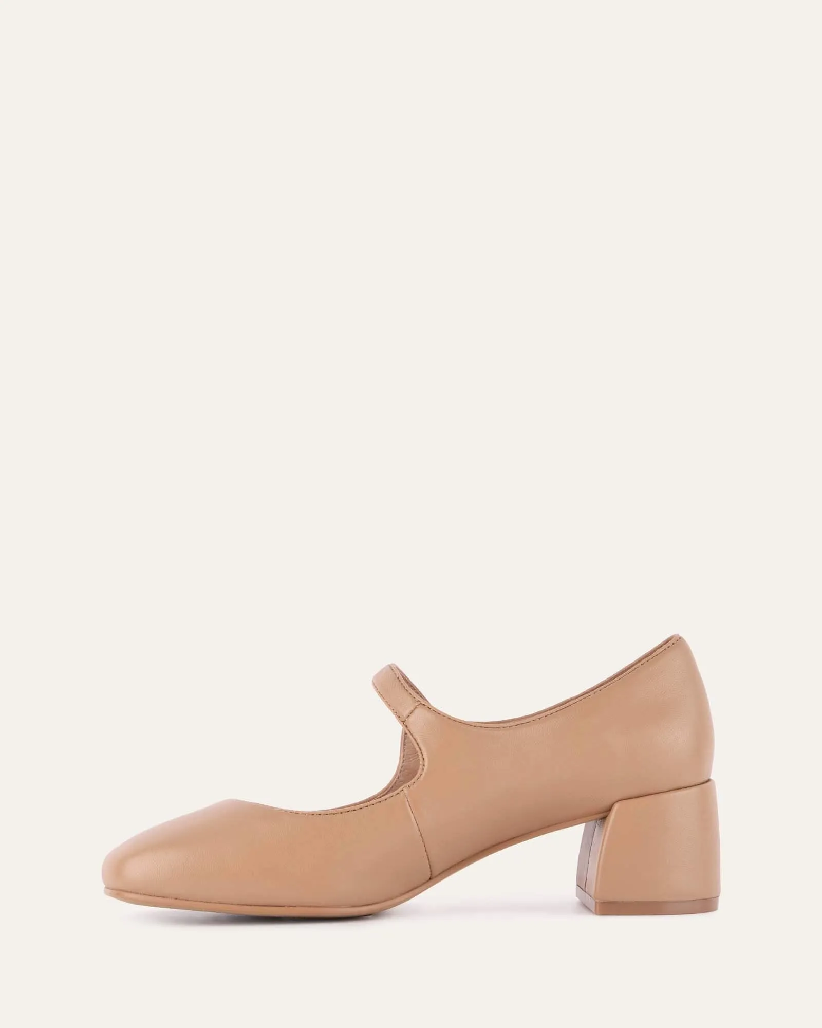 JANELLE LOW HEELS TAN LEATHER