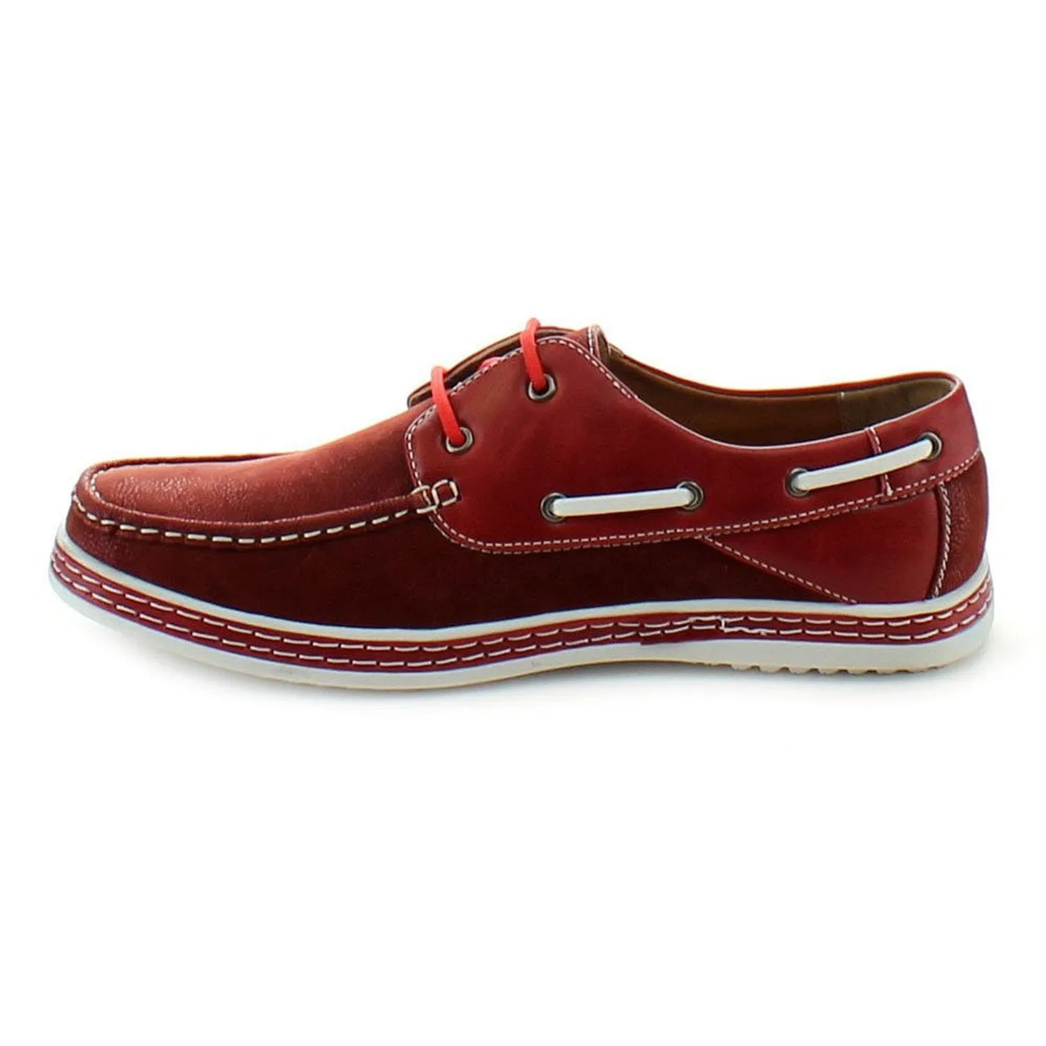 Jose-81 Men's Two Tone Lace Up Moccasin-Style Driving Boat Shoes