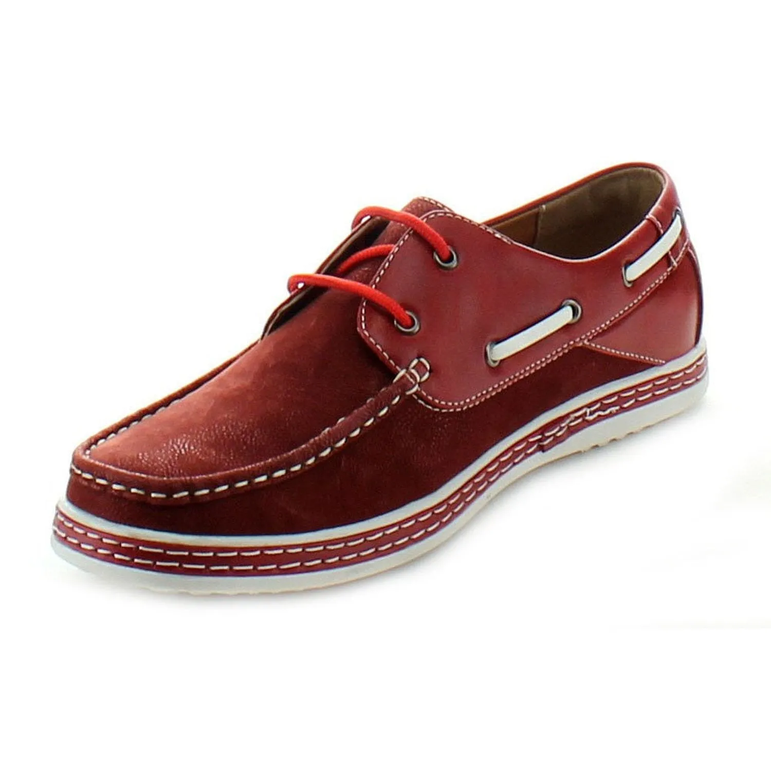 Jose-81 Men's Two Tone Lace Up Moccasin-Style Driving Boat Shoes