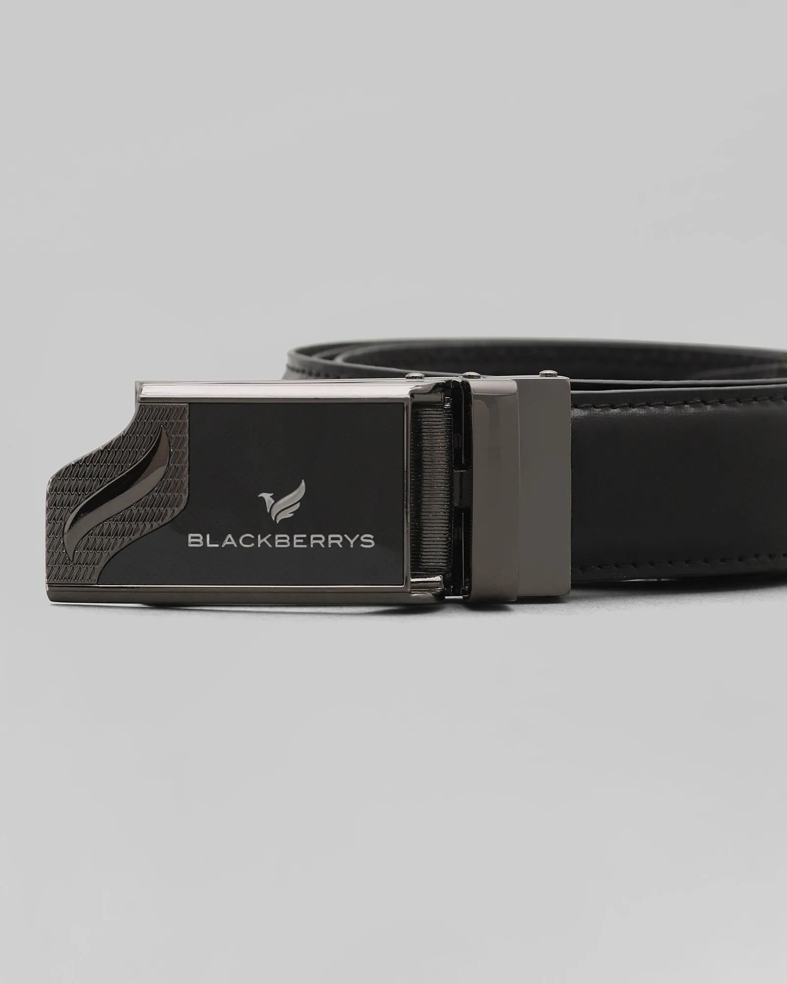 Leather Black Solid Belt - Panama