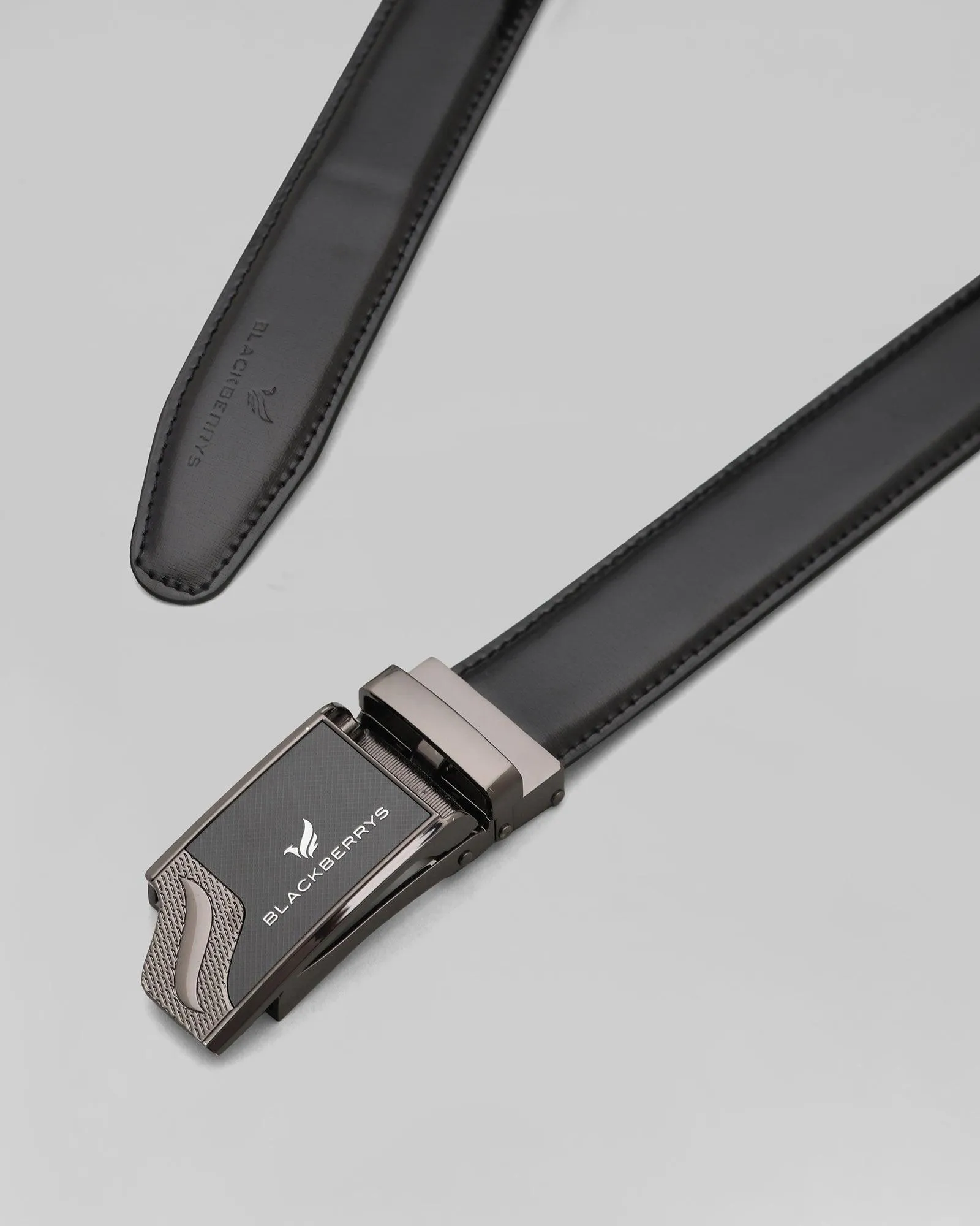 Leather Black Solid Belt - Panama