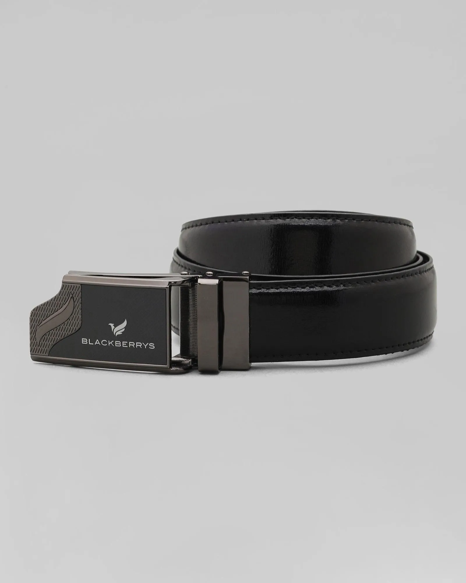 Leather Black Solid Belt - Panama