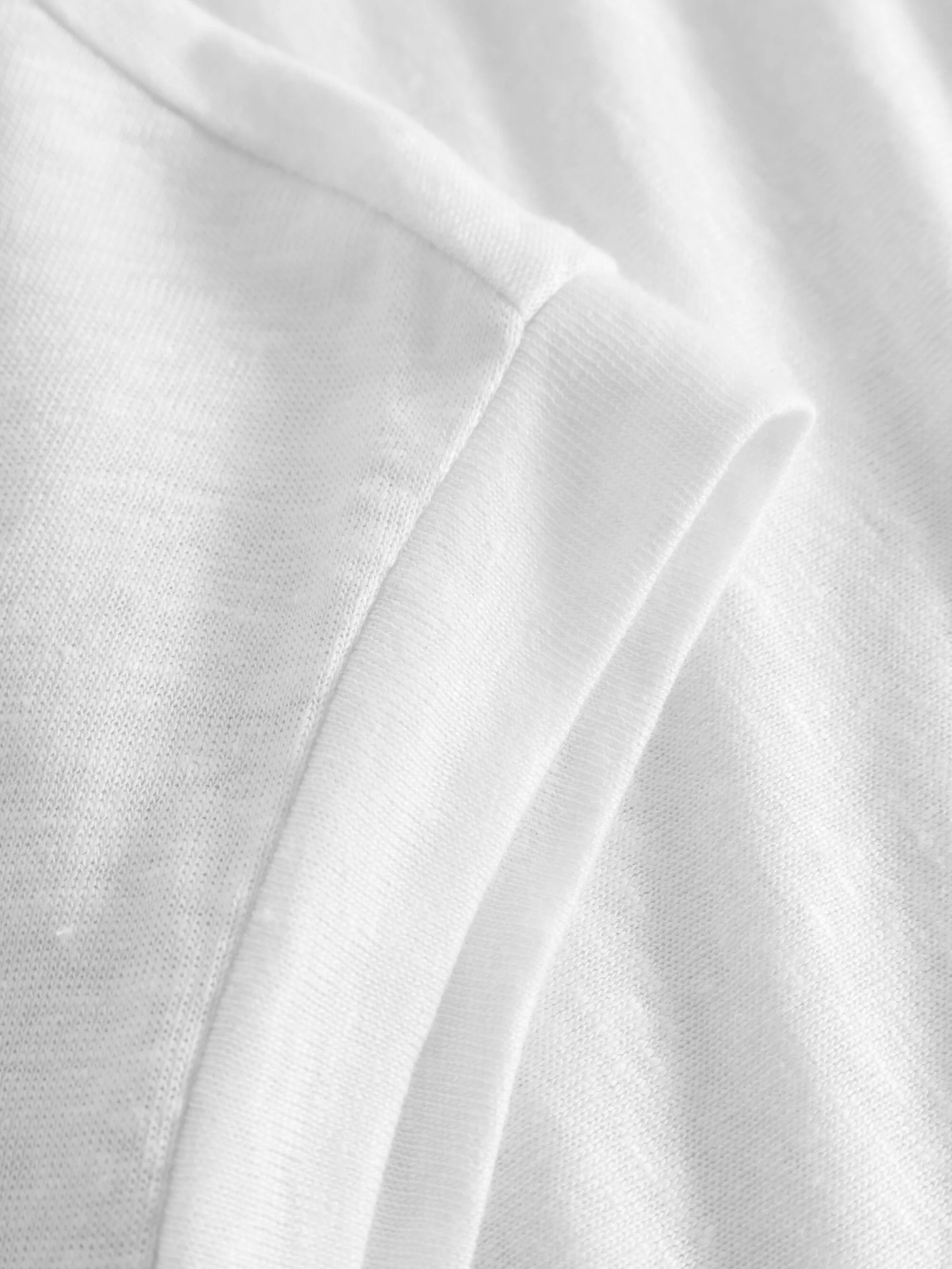 Loose fold up linen t-shirt - Bright White