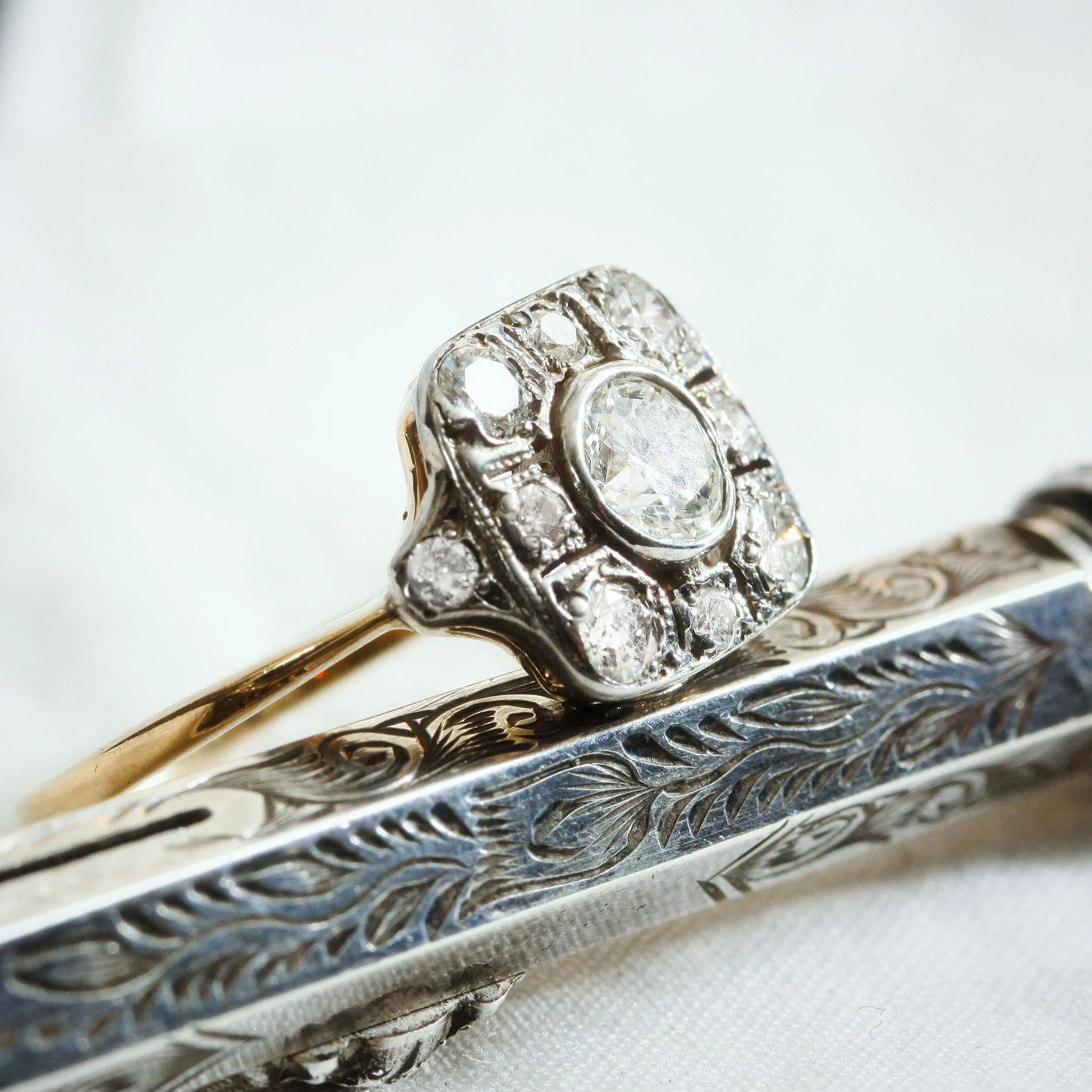 Luxe Lovely Art Deco Diamond Cluster Ring