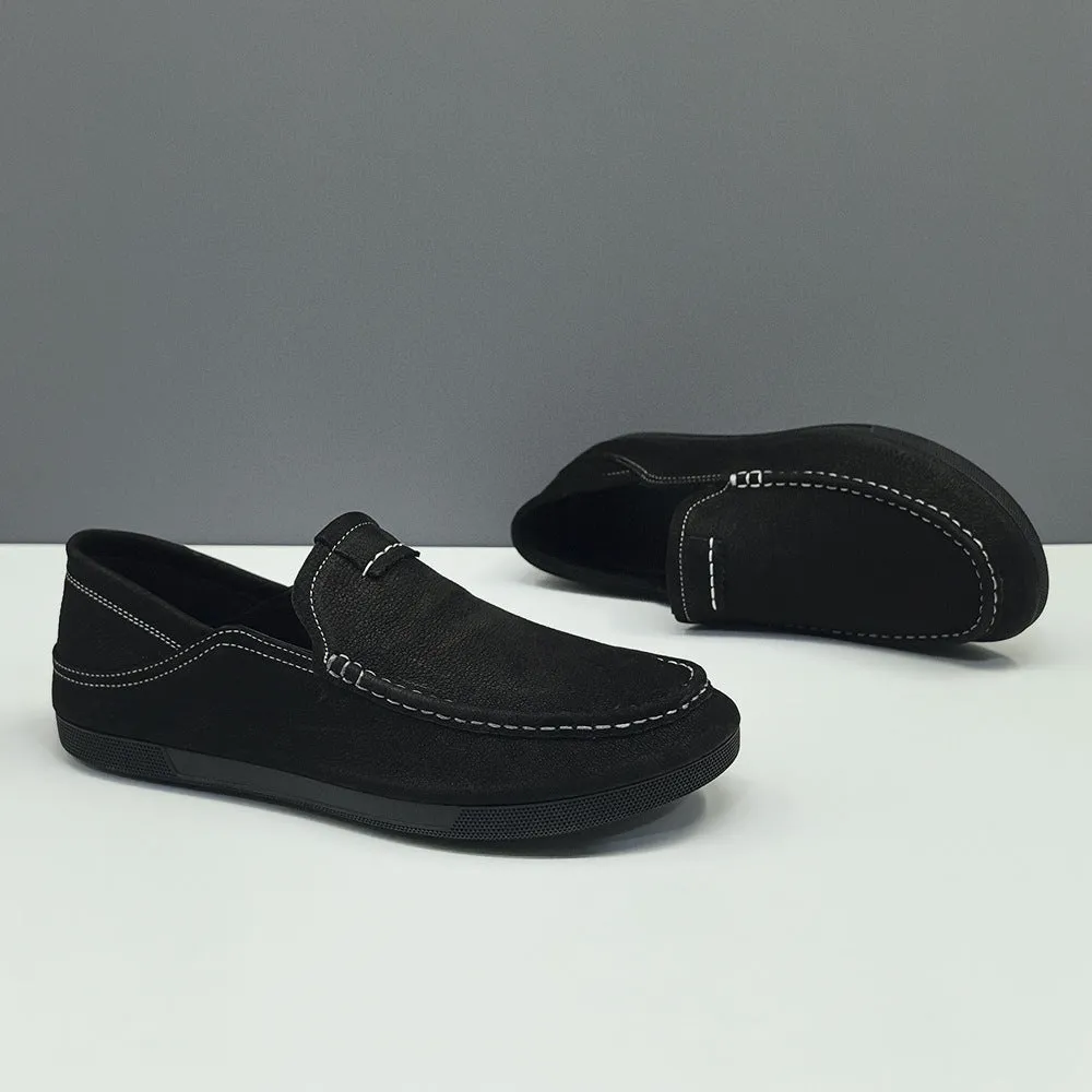 Men Vintage Solid Leather Soft Flat Loafers