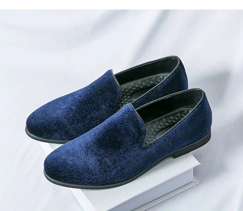 Men's Floral Suede Foot Stirrup Bean Shoes Cross Border Plus Size Leather Shoes | 2223