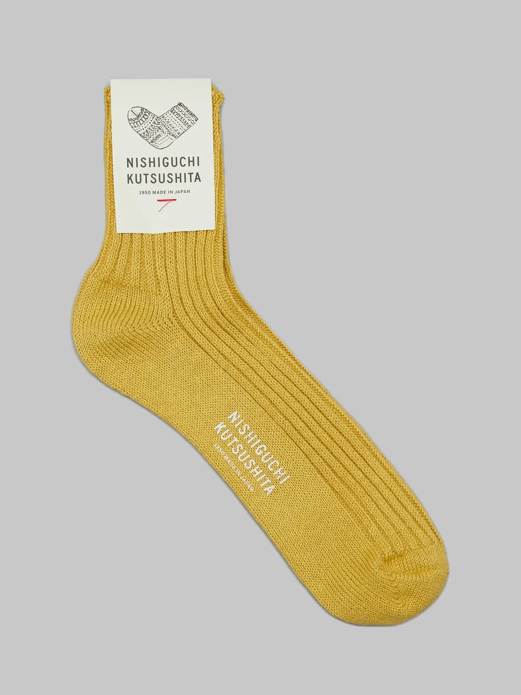 Nishiguchi Kutsushita Linen Ribbed Socks Yellow