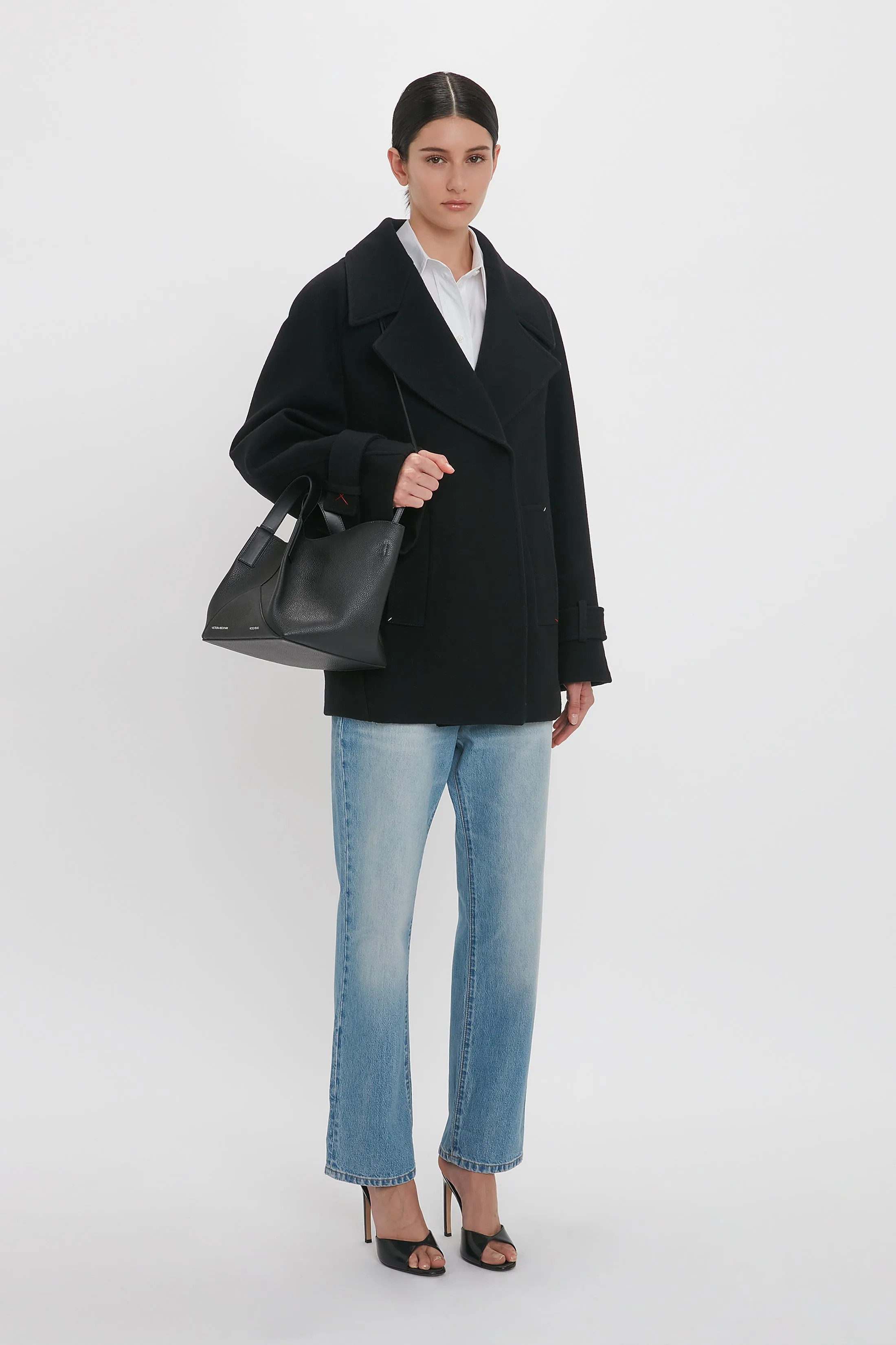 Oversized Pea Coat In Black