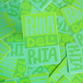 Philadelphia sticker, original Philadelphia souvenir, green Philly sticker, Philadelphia pride