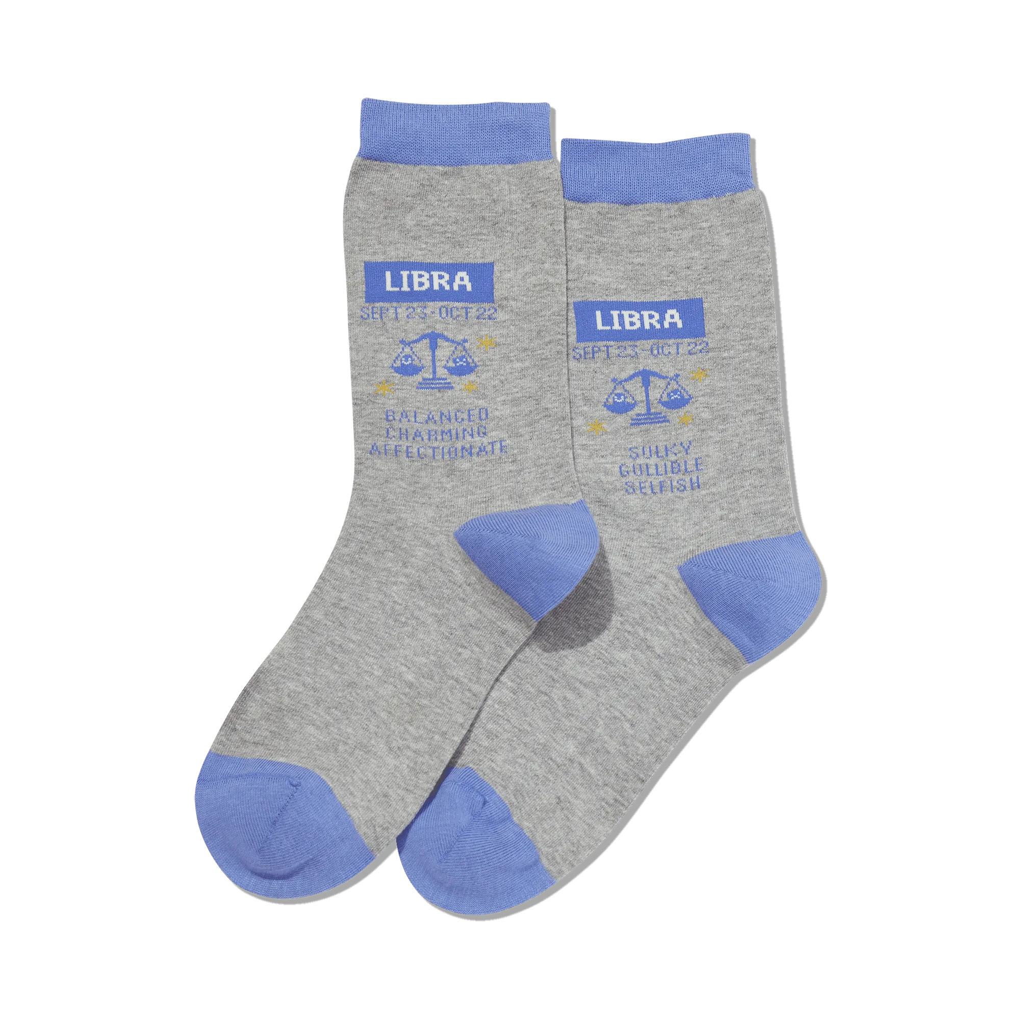 "Libra Zodiac" Cotton Crew Socks by Hot Sox - Medium