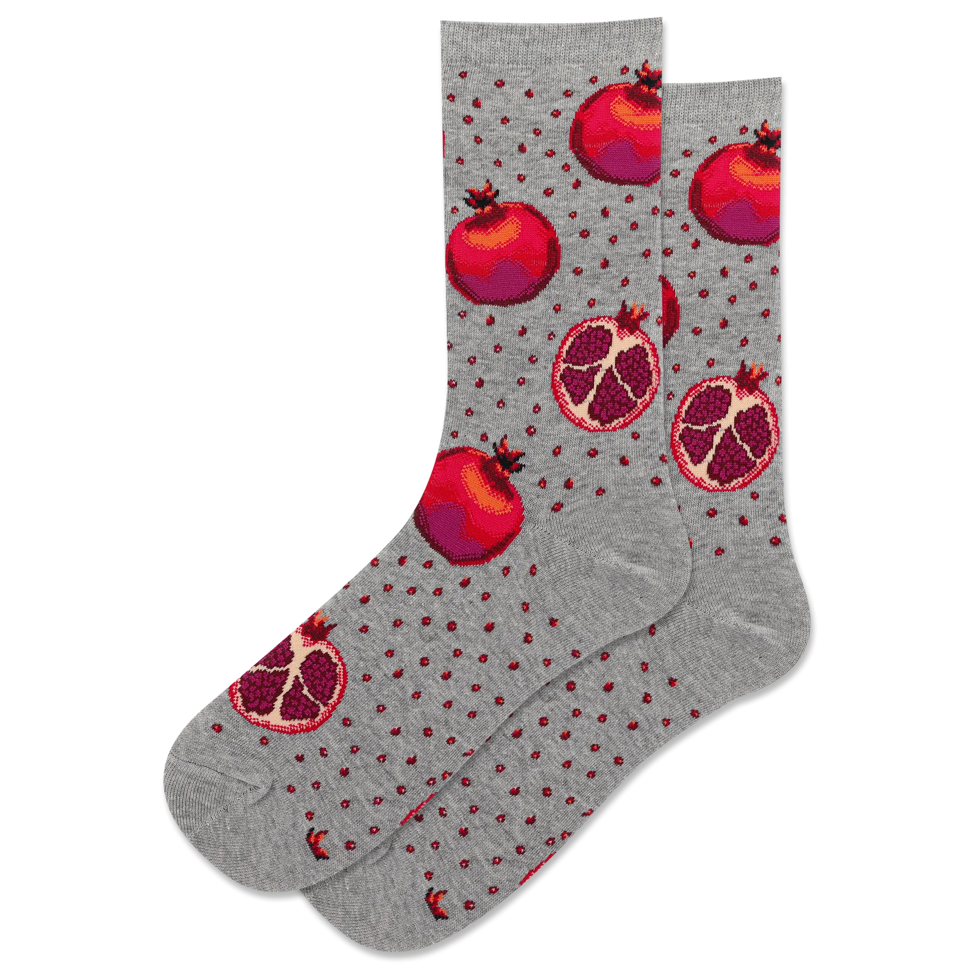 "Pomegranates" Cotton Crew Socks by Hot Sox - Medium