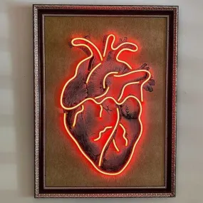 Radiant Love: Neon Heart Sign Wall Art