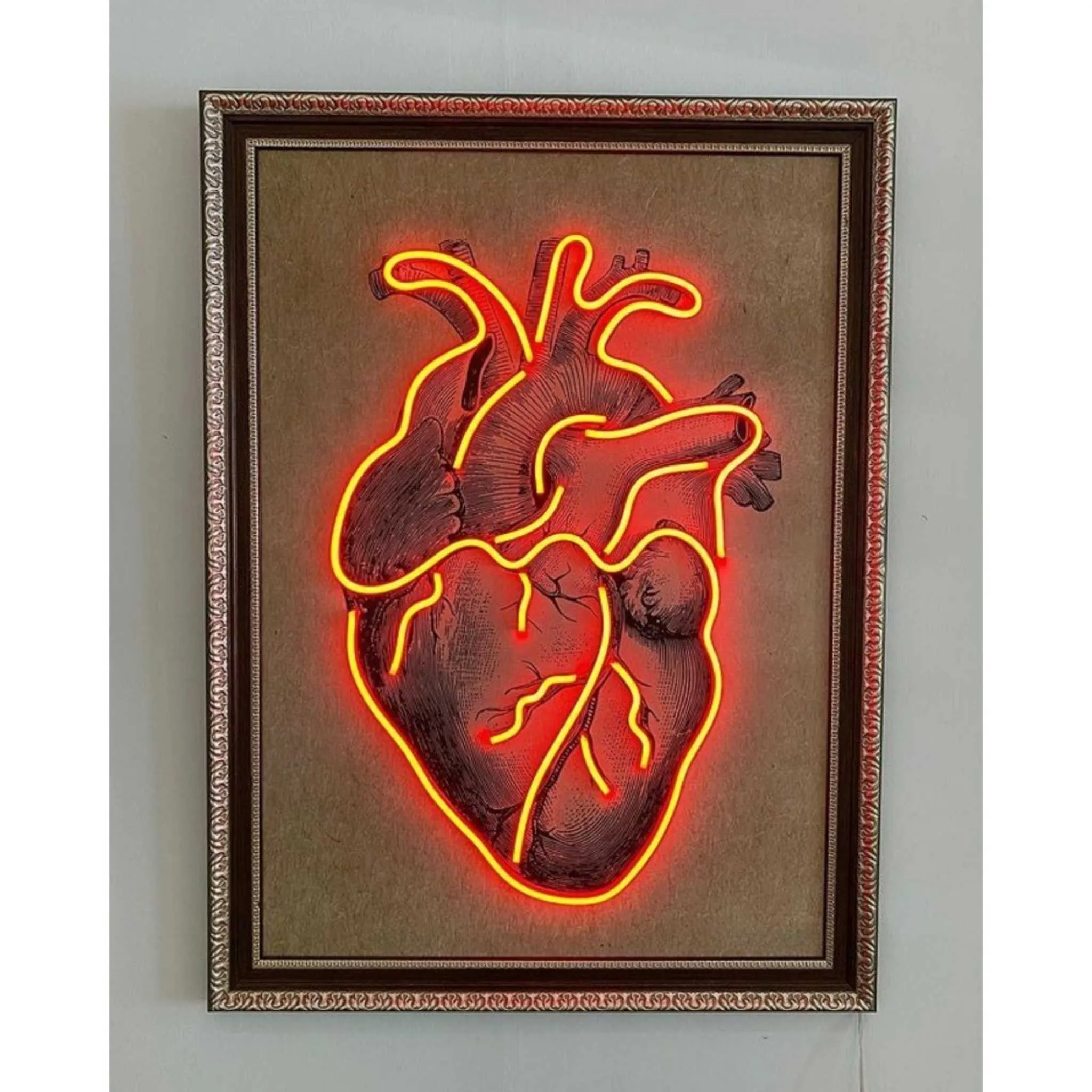 Radiant Love: Neon Heart Sign Wall Art