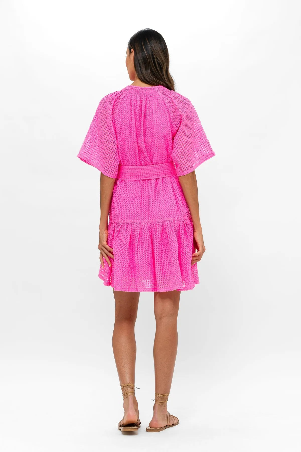 Raglan Belted Mini Dress - Delray Pink