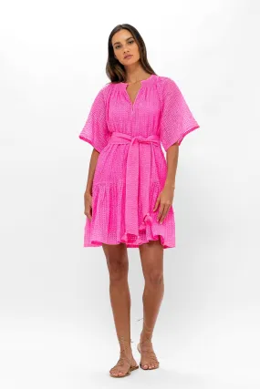 Raglan Belted Mini Dress - Delray Pink