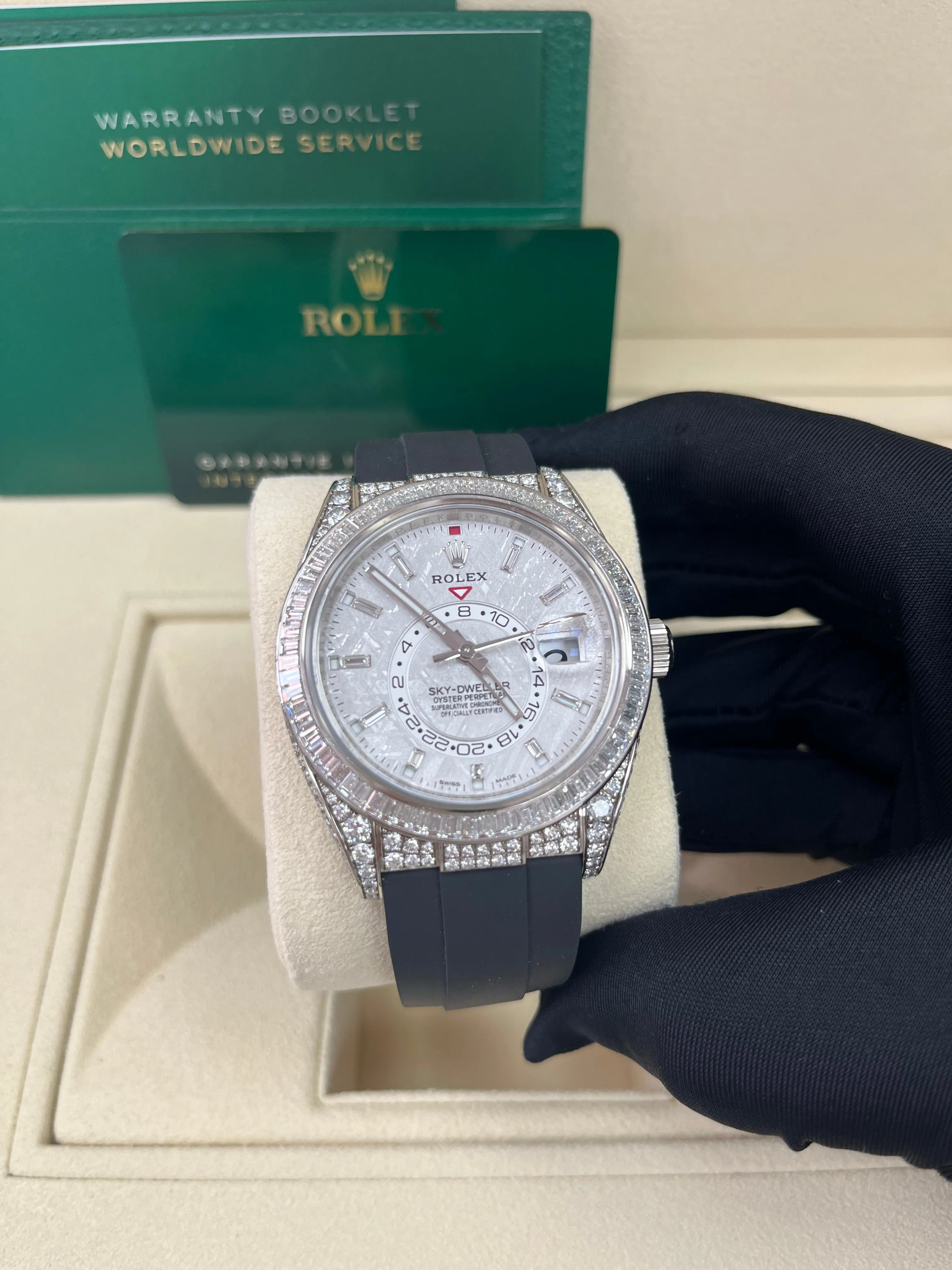 Rolex Sky-Dweller Meteorite Diamonds Baguette Dial Factory Diamonds (Reference # 326259tbr)