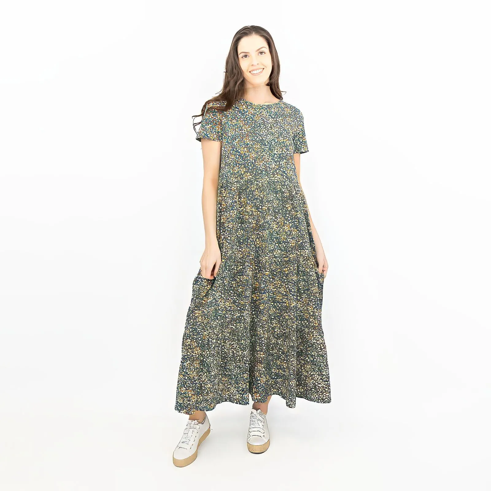 Seasalt Womens Green Floral Jersey Line Strokes Dress