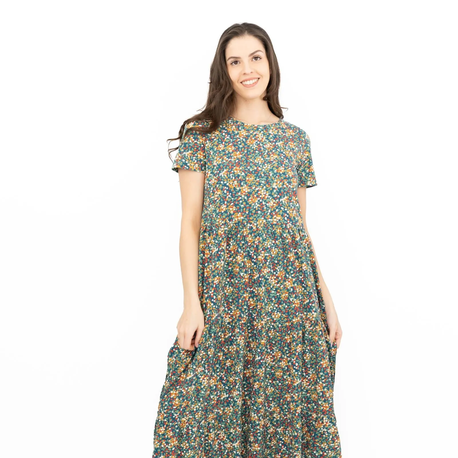 Seasalt Womens Green Floral Jersey Line Strokes Dress