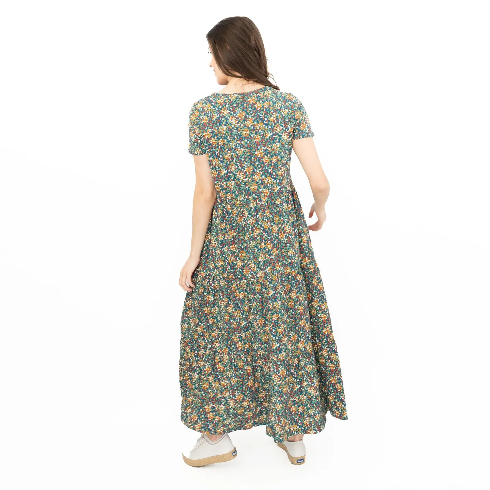 Seasalt Womens Green Floral Jersey Line Strokes Dress