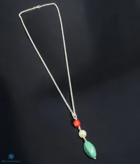 The Aahana Lariat Silver  Gemstone Necklace